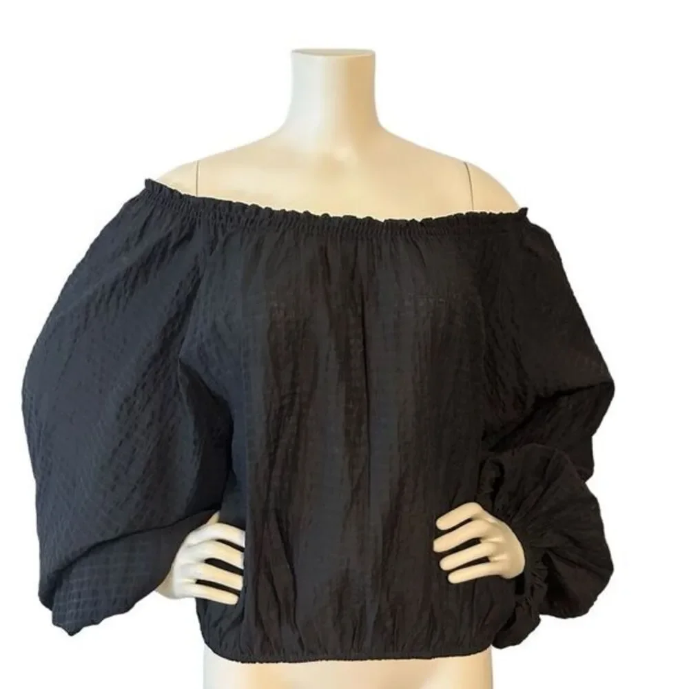 Free People Alicia Top in Black‎ Size Small Oversized Balloon Sleeve